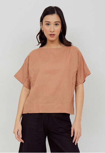 Julia Owers brown Baju Blouse Wanita AYAKO - Coklat muda 35CE6AAB16E410GS_1