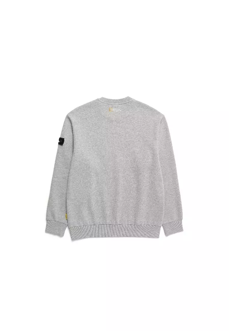 【NATIONAL GEOGRAPHIC】POLYCARTER SMALL LOGO 起毛 SWEATSHIRT FOLHAS Small LOGO Micro Fleece Sweatshirt - WHITE