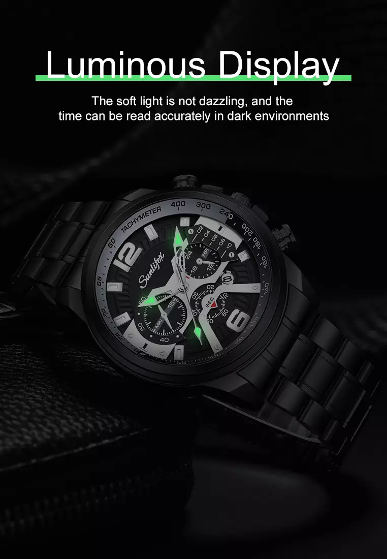 Jam Tangan Pria 9033 Kalender Kasual Kemewahan Tali Stainless Steel Anti Air Jam Tangan Cowok allblack