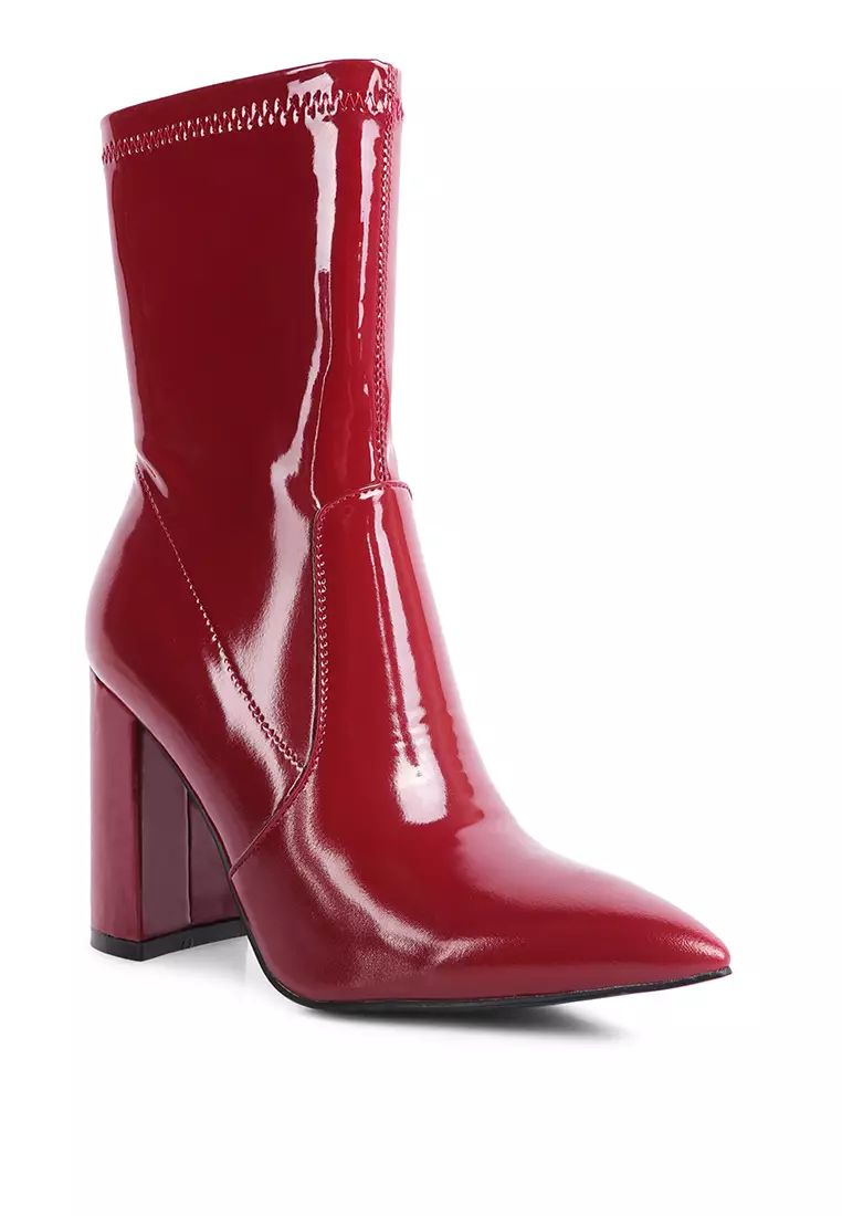 Buy London Rag Burgundy Block Heel Stiletto Ankle Boot 2024 Online