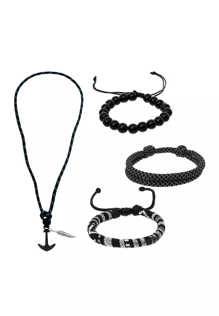 Omrish Bracelet Gelang Men's Motif Jangkar Leaf One Set Material Paracord ORIGINAL - Multicolor