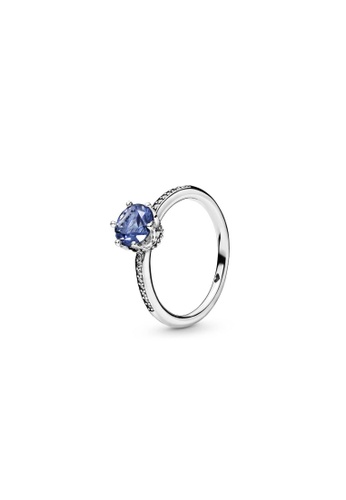 Buy Pandora Crown Sterling Silver Ring With Stonewash Blue Crystal And Clear Cubic Zirconia Online Zalora Malaysia