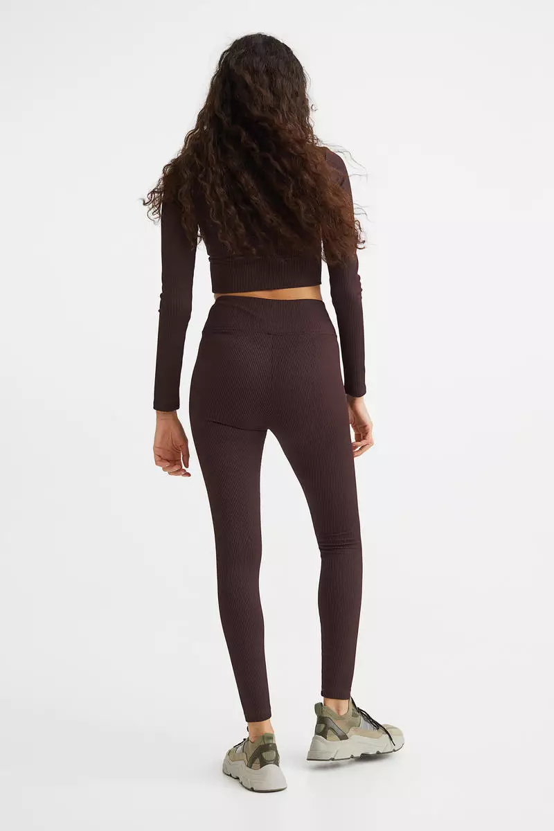 H&M Women Brown Solid Seamless Sports Tights Price In, 45% OFF