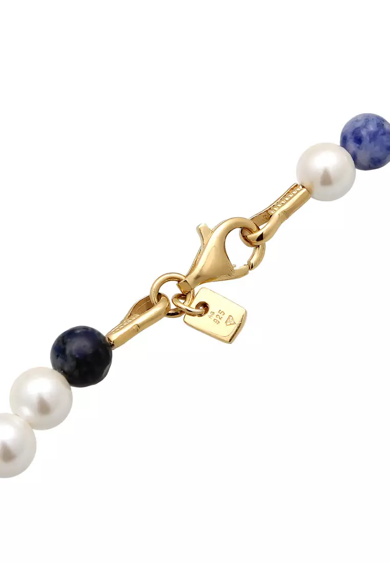 EXCLUSIVE Kalung Perhiasan Perak 925 Pria Shell Core Beads Gold Plated