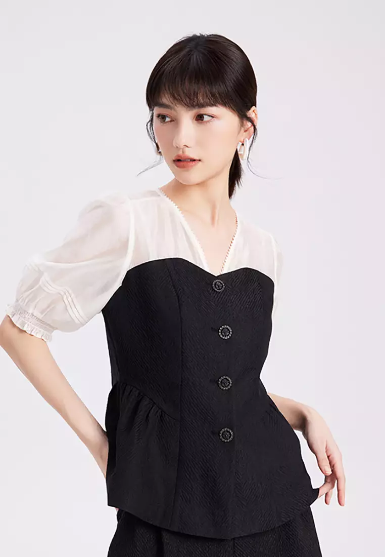 Smart Casual Layered Tube Top Blouse