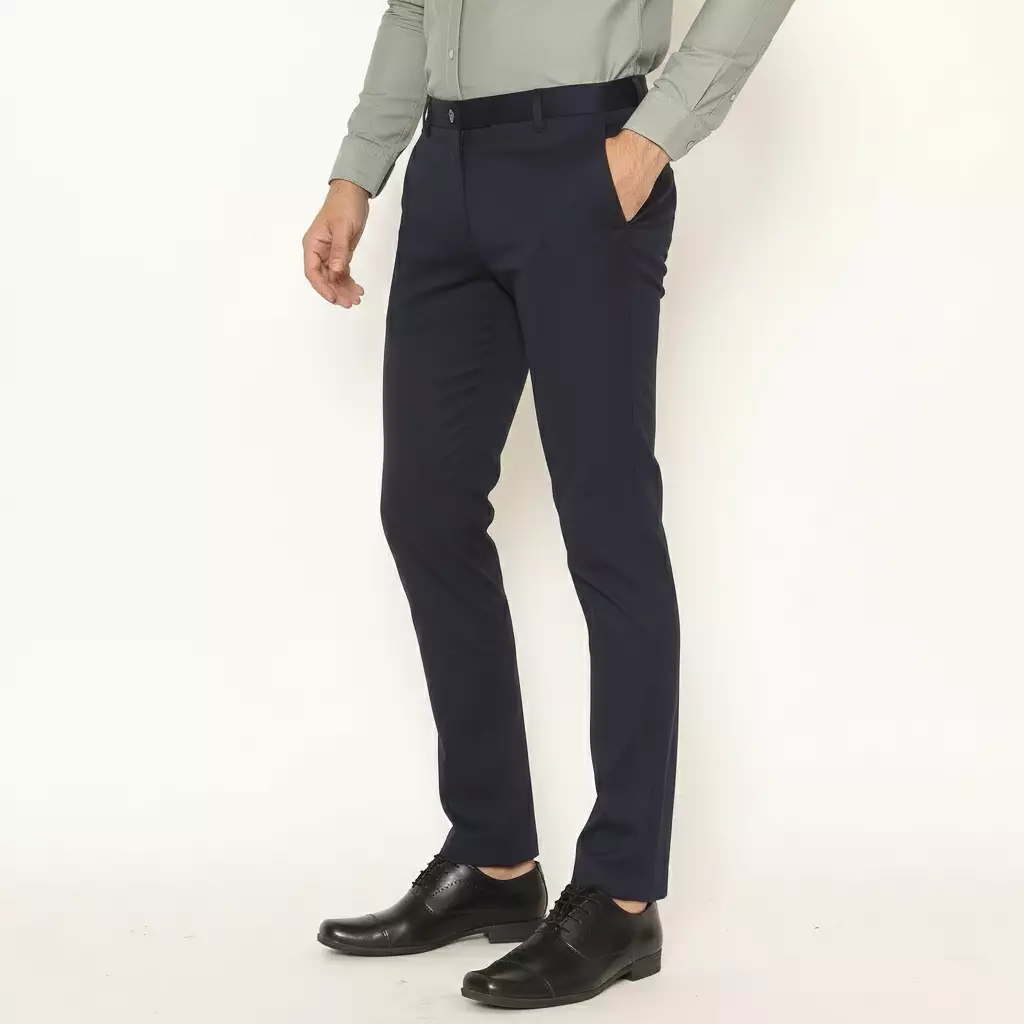 Schoeller Celana Chino Pria Slim Fit Panjang Warna Navy | Ravello