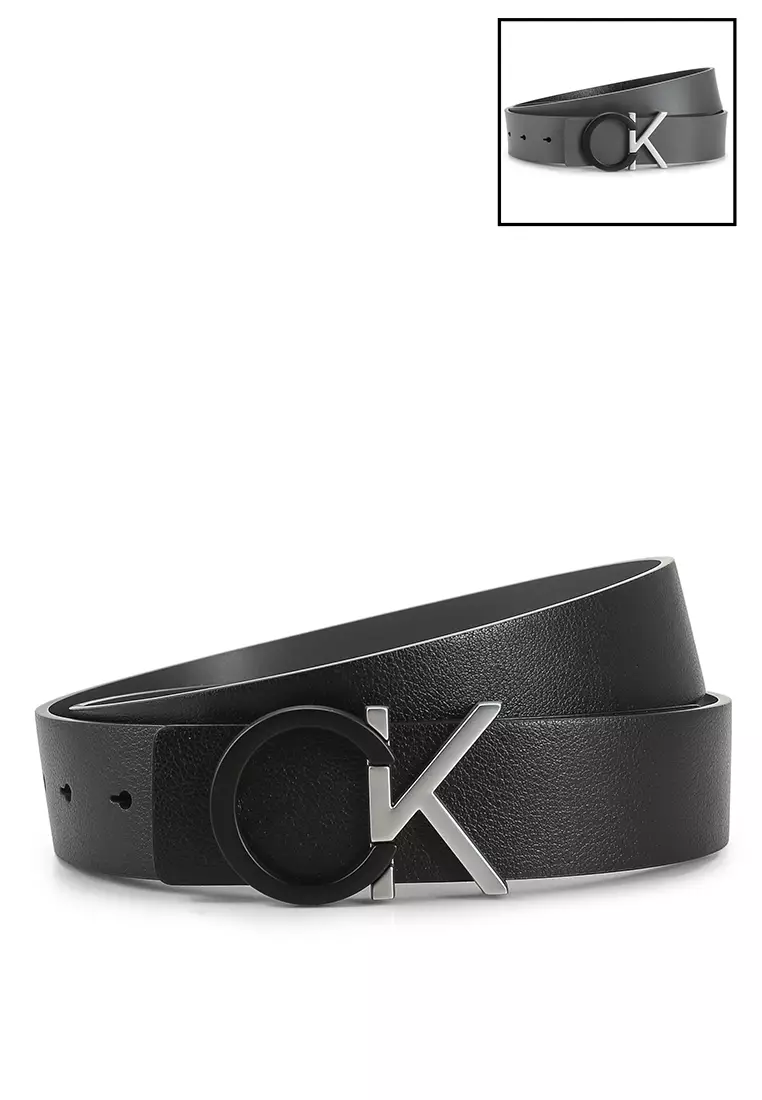 Calvin Klein Jeans monogram hardware 35mm reversible belt in brown/black