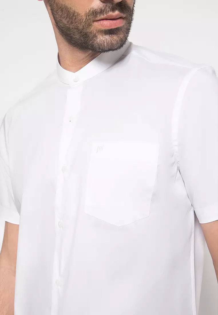 Johnwin - Kemeja Formal - Kerah Shanghai - Putih