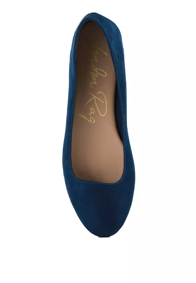 Navy Microfiber Casual Ballerinas