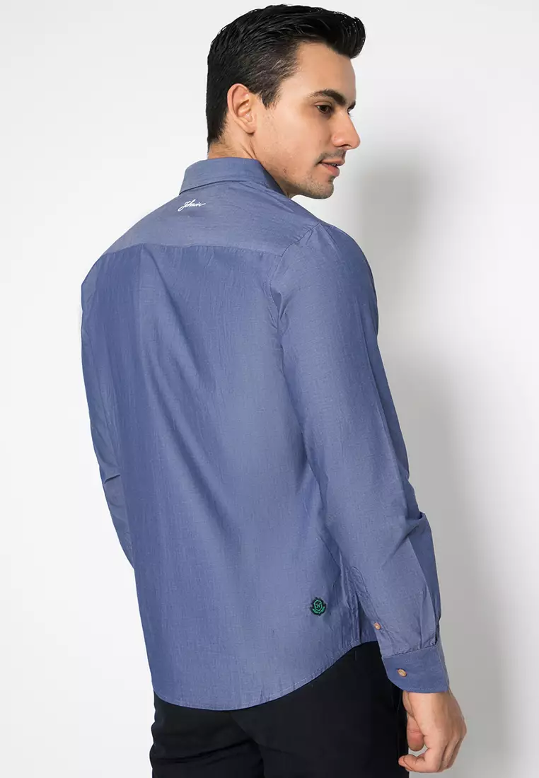 Johnwin - Kemeja Casual - Polos - Biru - ASH.670.G871.577.C