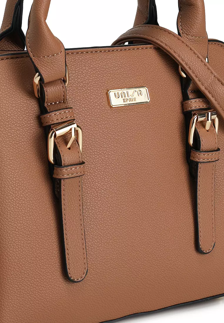 Pebbled Multi-Compartment Top Handle Bag