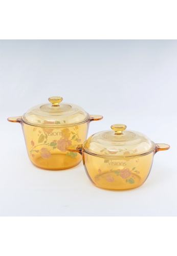Visions Visions 4pcs Ceramic Glass Covered Casserole Set - Country Rose C0EA8HL62C15BFGS_1