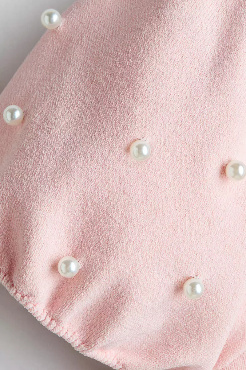 Bead-detail fine-knit top