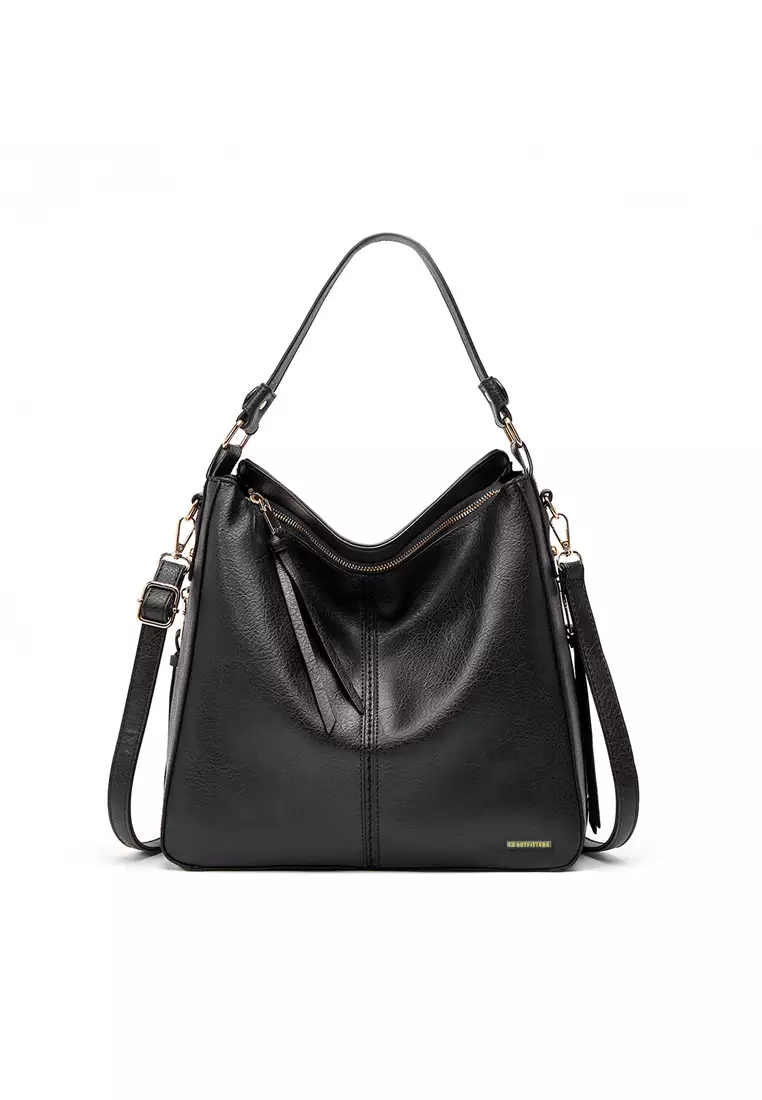 C2 Glenca Black 2-in-1 Hobo Shoulder Bag - Tas Hobo 2-in-1 Wanita