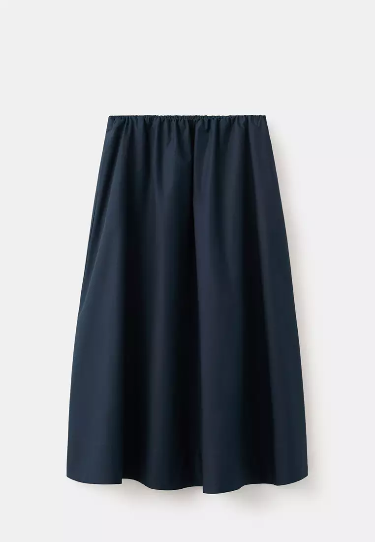 Midi Cotton Skirt With Pleats
