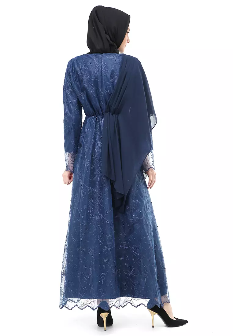 Anita Gaun Long Dress Wanita Regular Fit - Navy