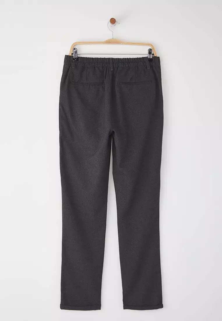 Anthracite Italian Cut Pleated Classic Double Leg Fabric Trousers Tmnss24Pl00022