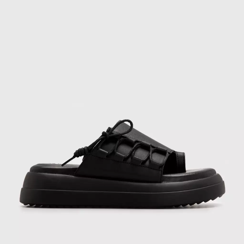 Adorable Projects - Elony Sandals Genuine Leather Black - Sandal Wanita