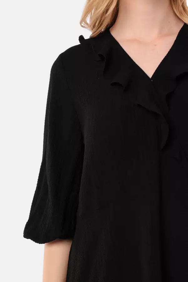 MINIMAL - Holyberry - Midi Wrap Dress - Black Warna Black