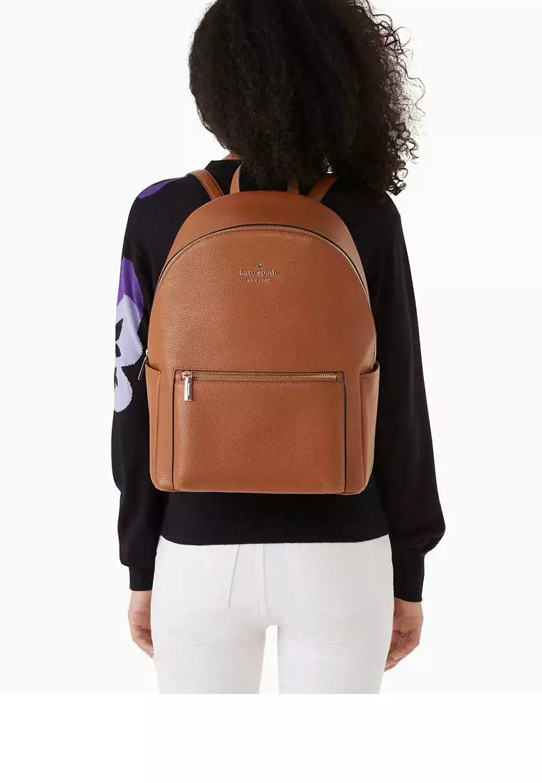 Kate Spade New York Leila Dome Backpack Pebbled Leather Medium (Ginger  Brown)