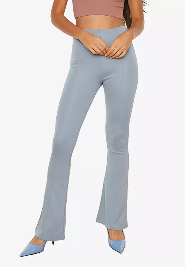 Front Stitch Knitted Flare Trousers