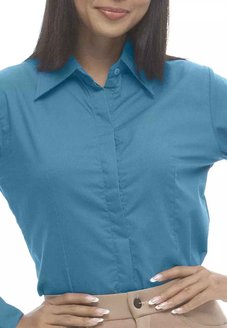 Delaney Pinstripe Long Sleeve Office Blouse