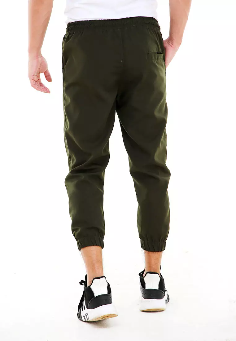 Locko Celana Panjang Sirwal Pria Simple Plain Casual Long Pants Material Baby Canvas ORIGINAL - Army Green