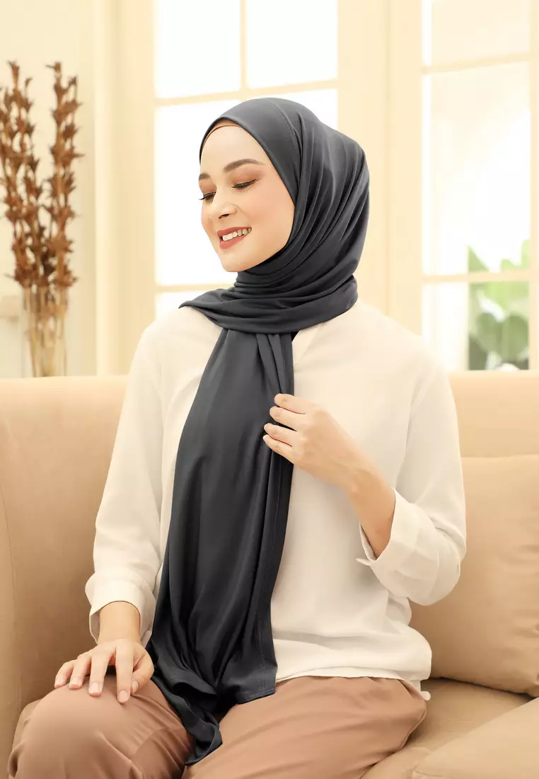 Zelena - Alina Malay Instan | Pashmina Jersey - Black