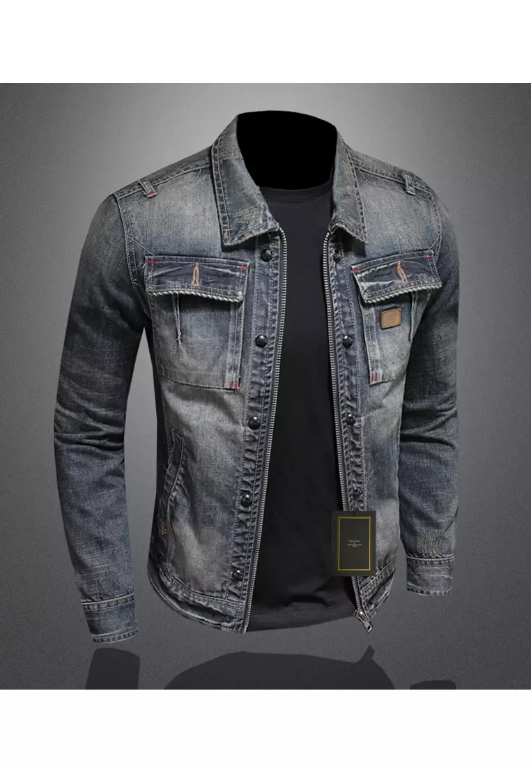 修身牛仔機車夾克 MJY-N1214-1