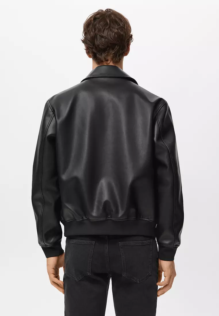 Faux-Leather Jacket with Pockets
