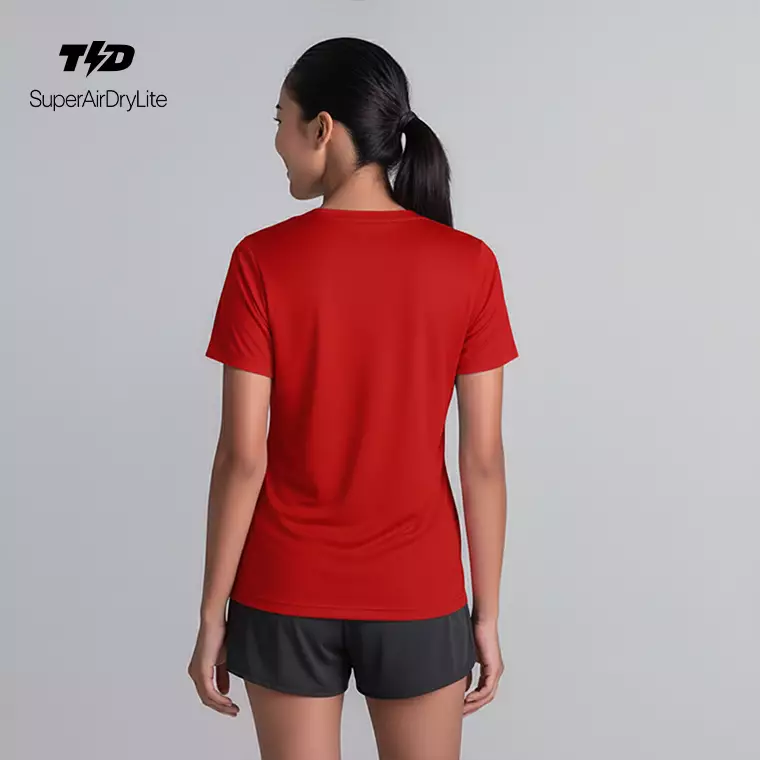 LSE58 Kaos lari wanita dry fit tema natal christmas "merah hijau" tangan pendek