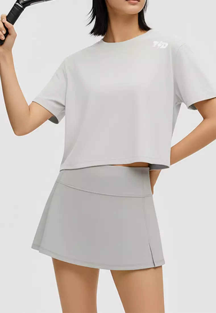 LSE11 Kaos Padel Top Crop T Shirt Olahraga Dryfit Wanita oatmeal