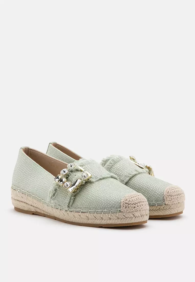 Nancy Crystal Buckle Espadrille