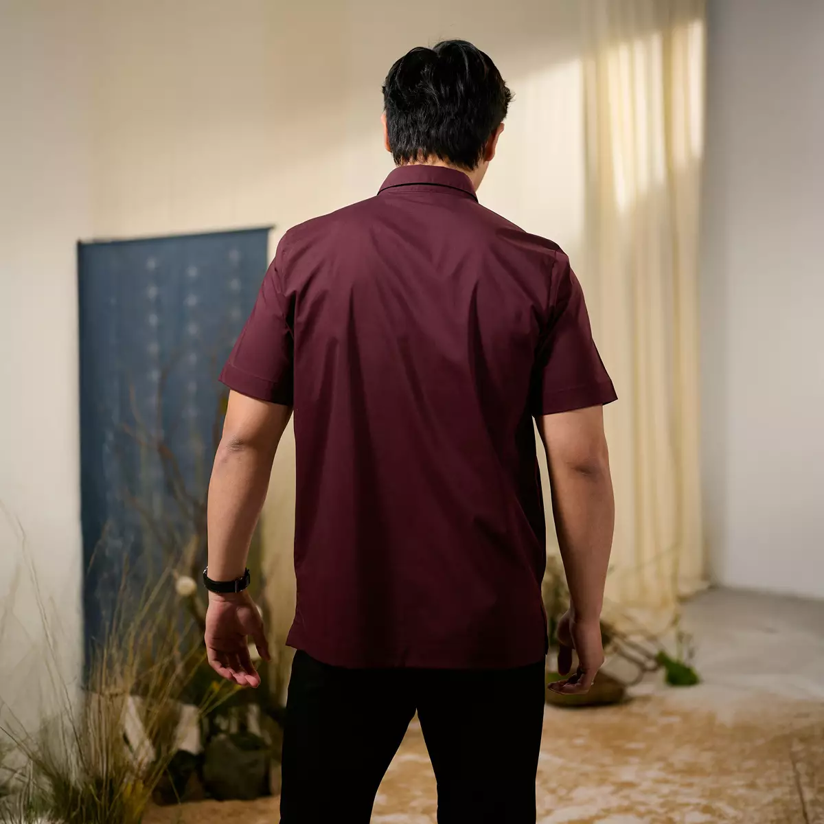 [Raya Collection] ZM Zaskia Mecca - Bardha Kemeja Pria Maroon | Jejak Teduh Series Arta Pusaka | Koleksi Ramadhan Series