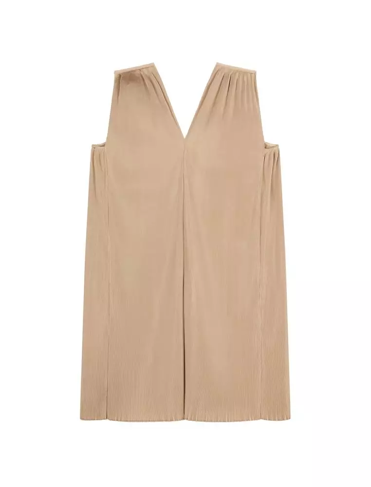 A-Line Pleated Sleeveless Dress