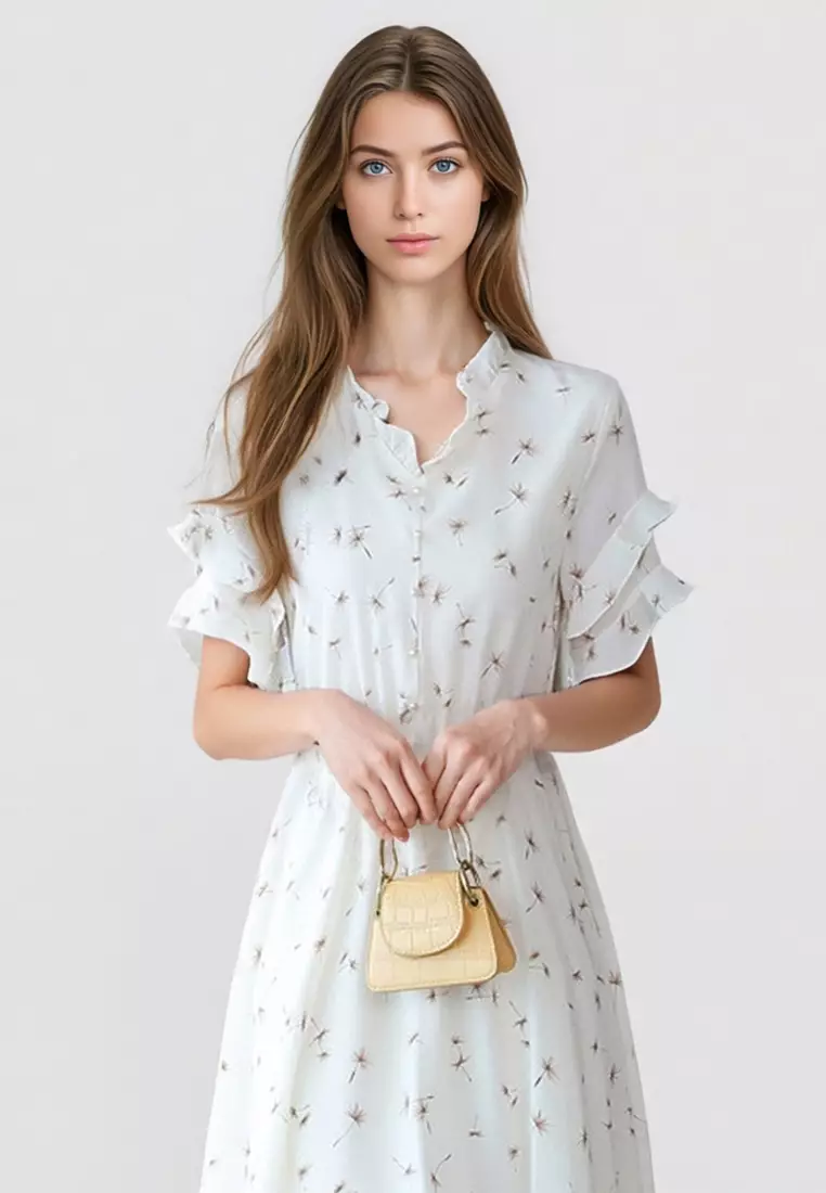 印花雪紡連身裙