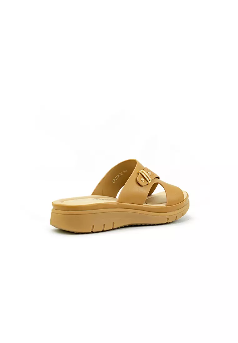 Women's Flat Sandals LY 27772 - Dark Beige C89