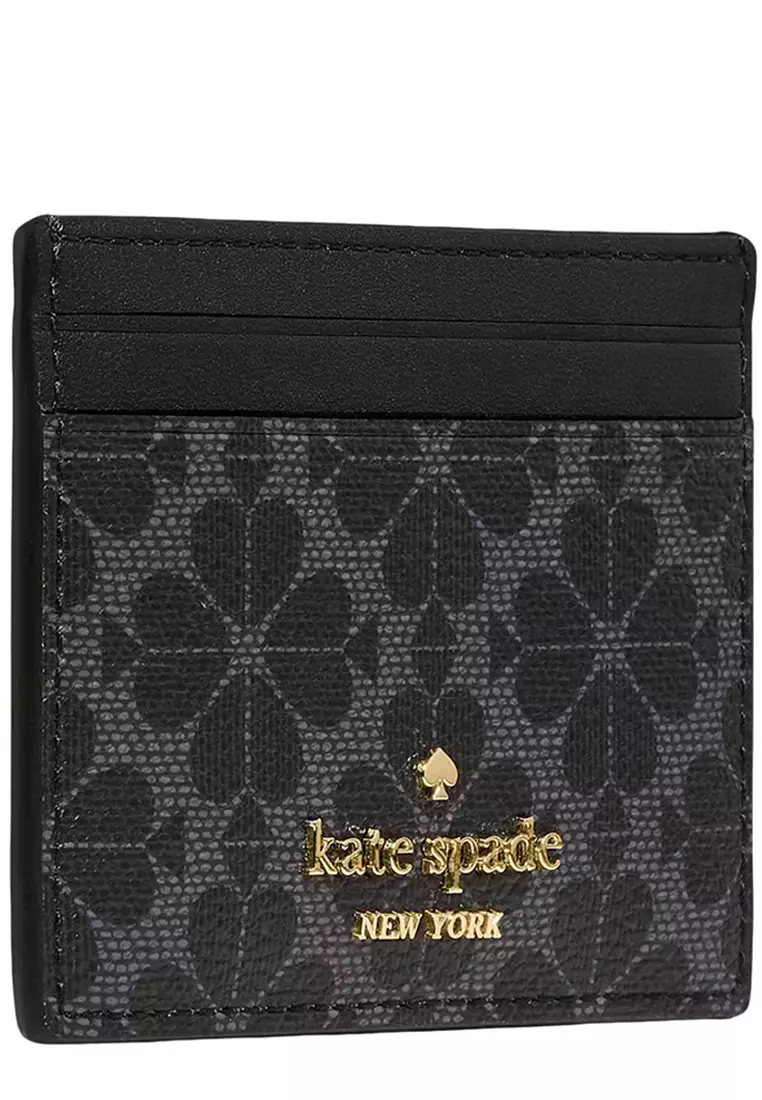 Spade Flower Small Slim Card Holder - Black KN761