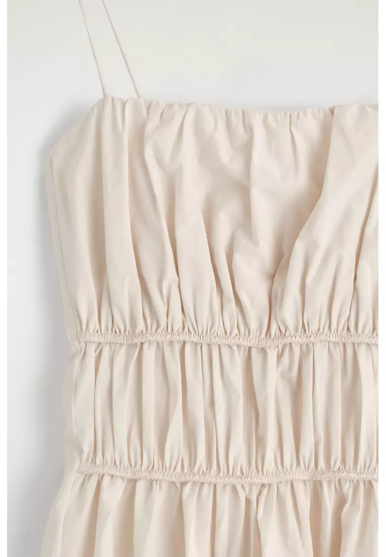 GATHERED COTTON PEPLUM TOP