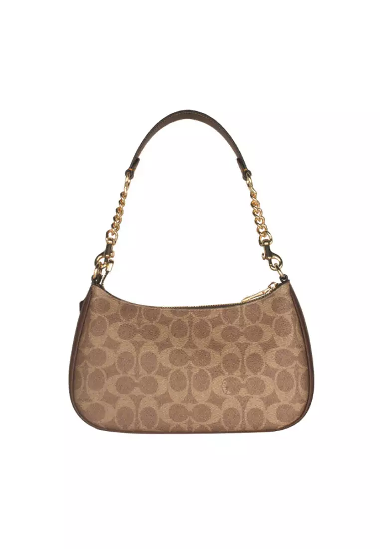 Teri Shoulder Bag In Signature Canvas Tan Brown CV933