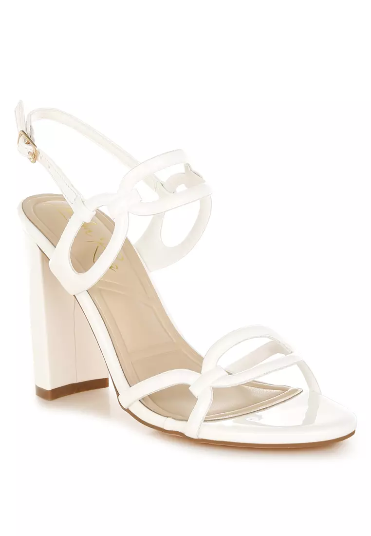 White Cut Out Chain Sandals