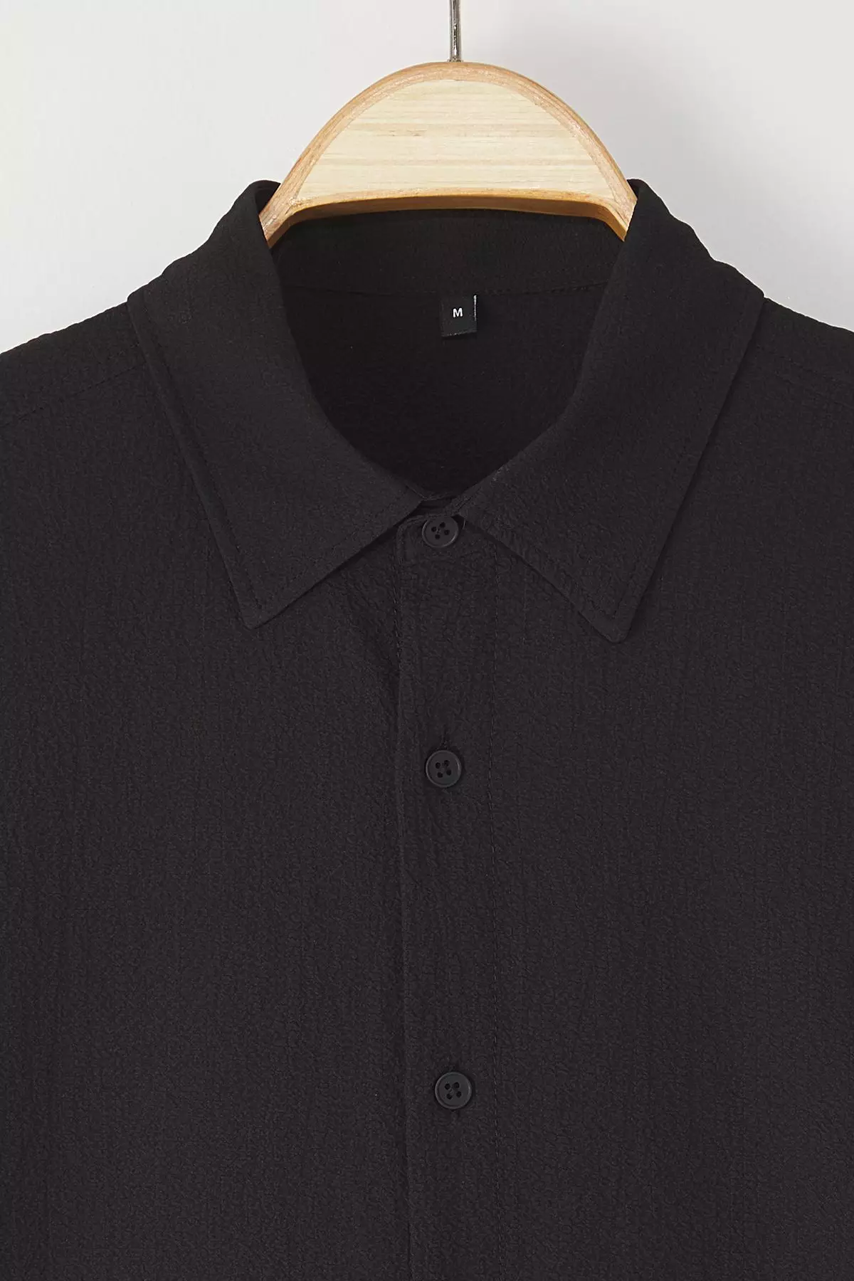 Black Regular Fit Textured Loose Casual Men's Shirt TMNSS25GO00076