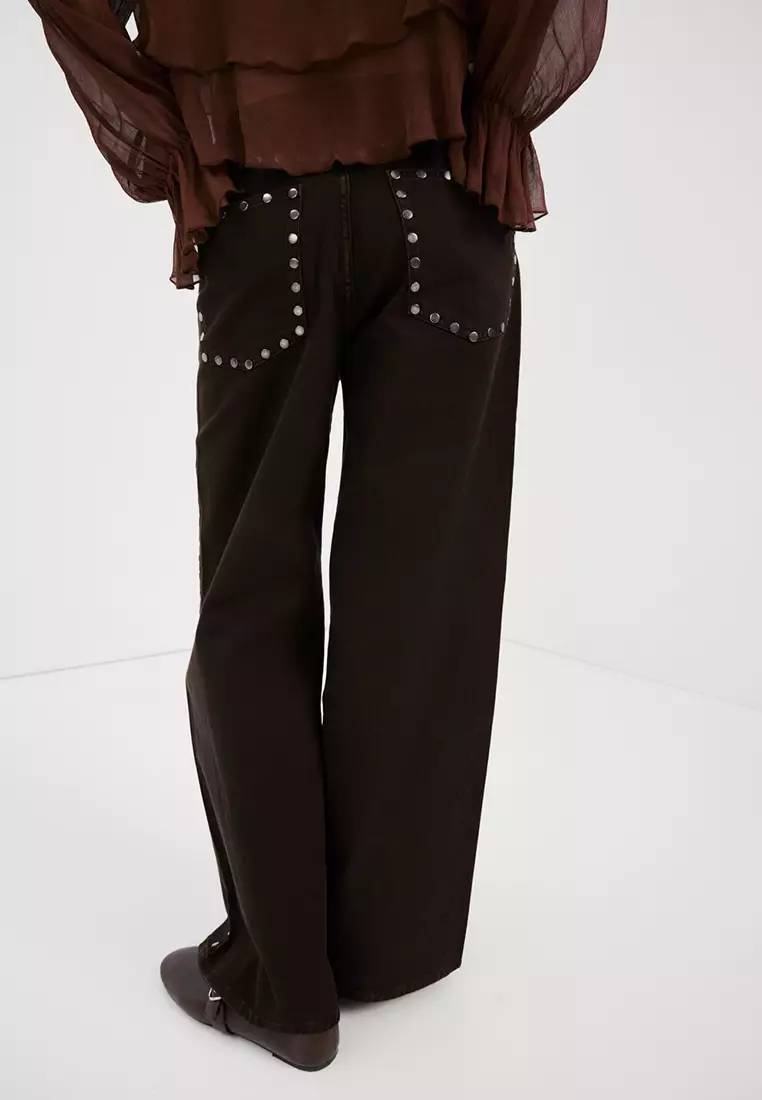 Wide Leg Studded Jeans