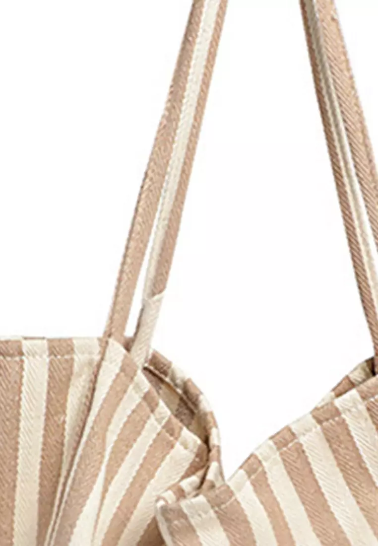Simple Small Fresh Small Striped Canvas Bag Ca21051315KI