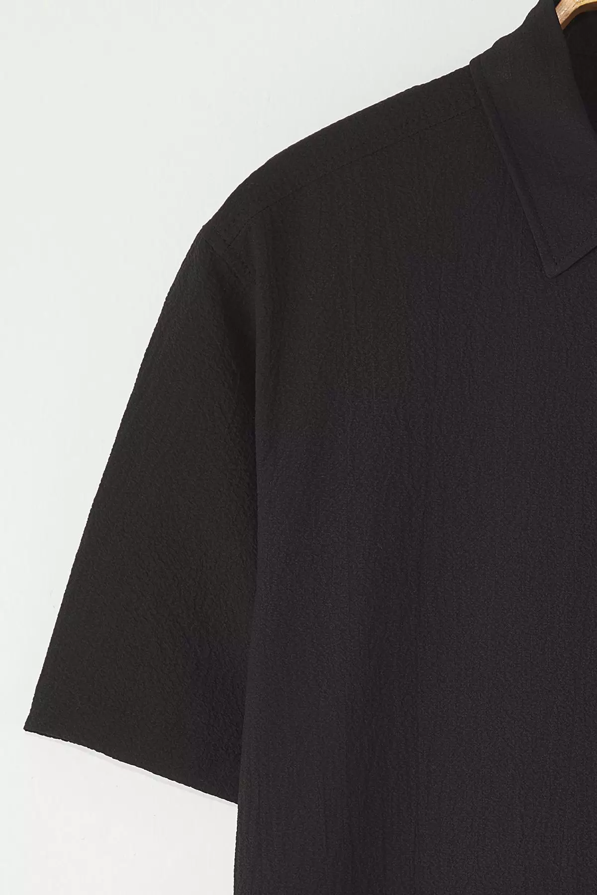 Black Regular Fit Textured Loose Casual Men's Shirt TMNSS25GO00076