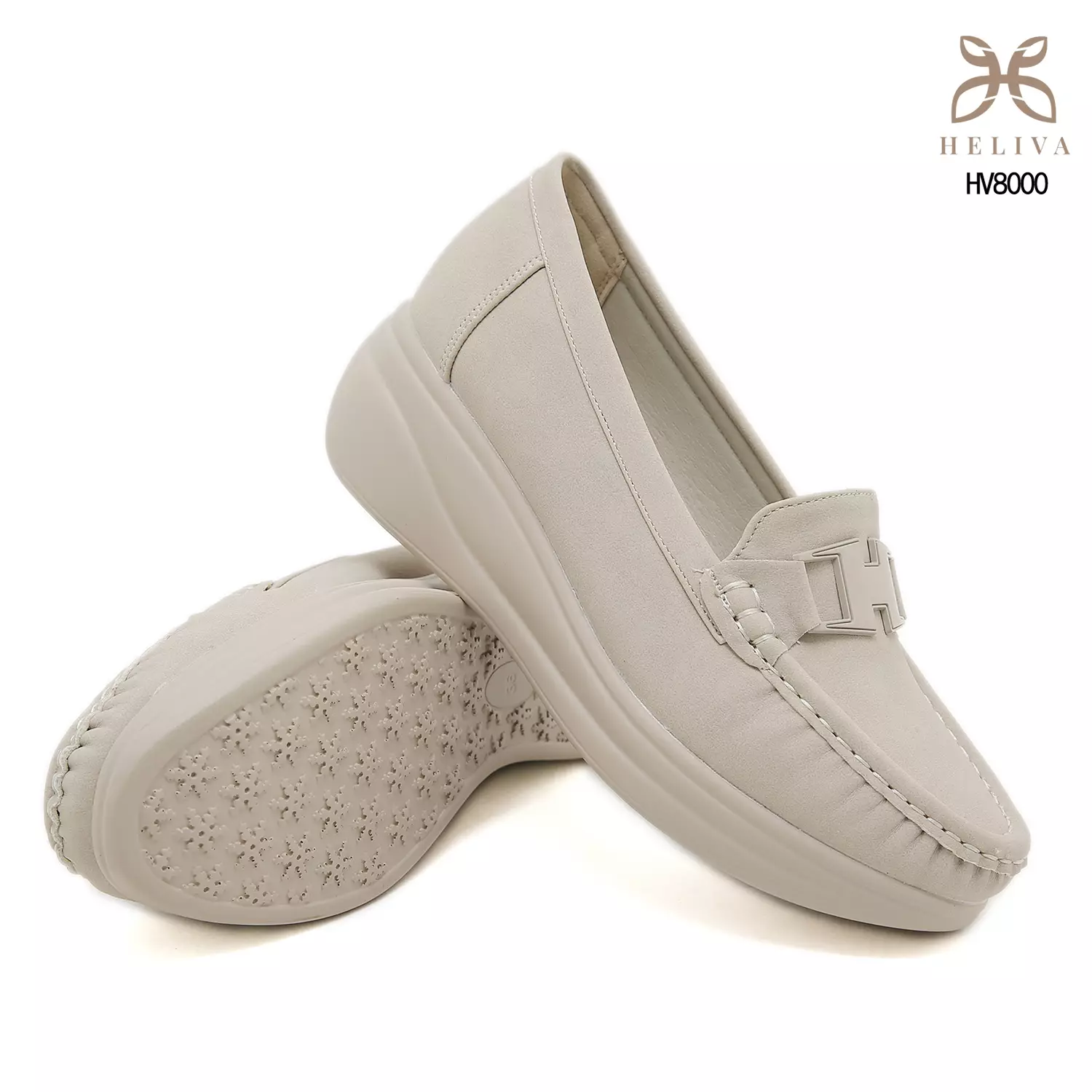 HELIVA HILARY Minimalist H-Accent Wedge Loafers for Women HV8000