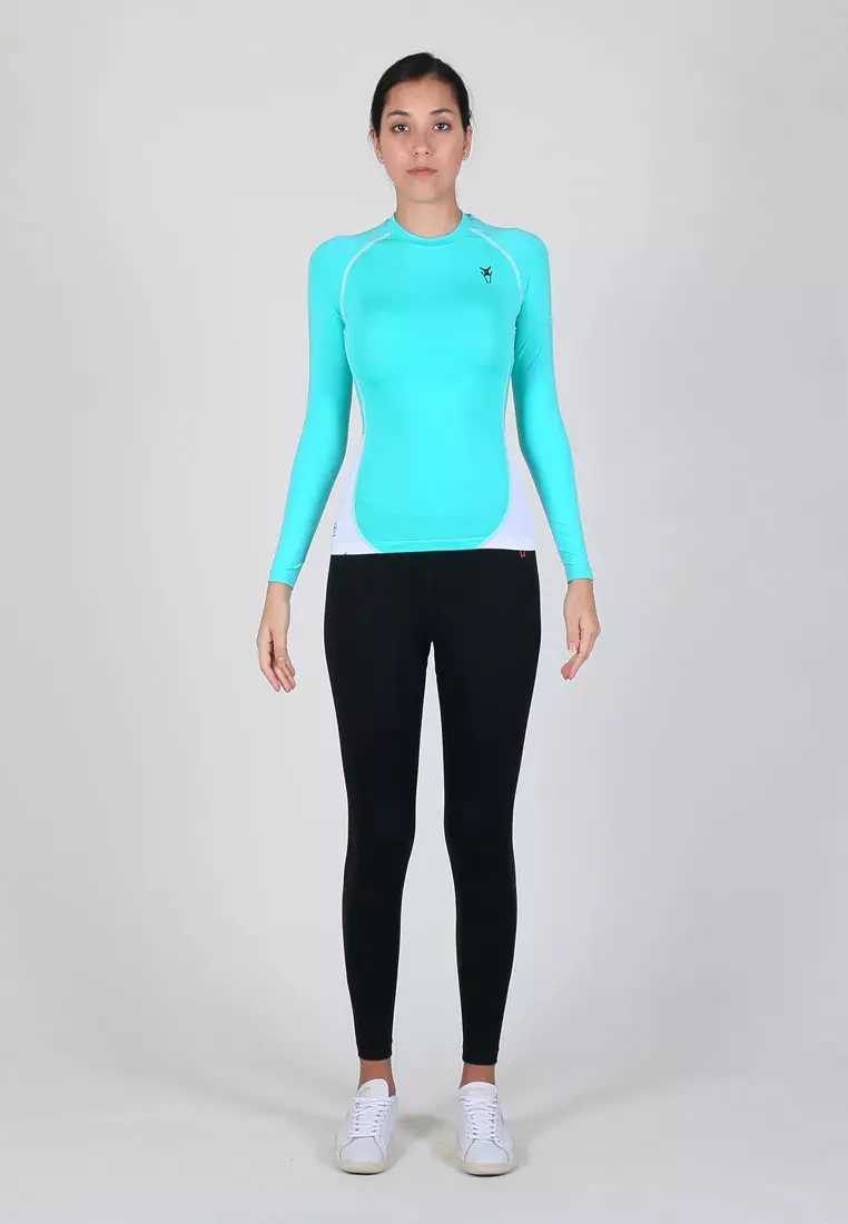 Amnig Women Maxforce Dual Tone Compression Long Sleeve Top (Mint)