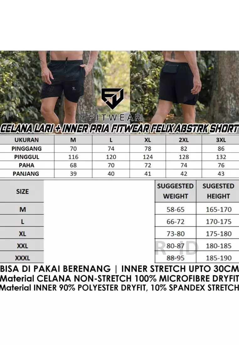 Fitwear - Celana Lari + Inner Pria FELIX ABSTRK SHORT - BLACK