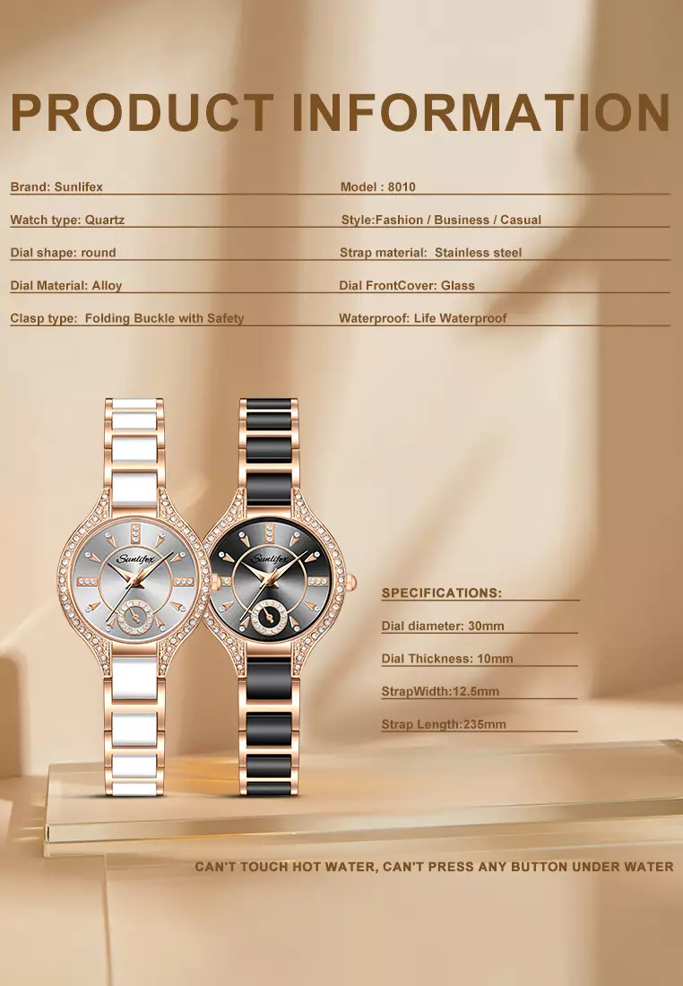 Jam Tangan Wanita Besi Rantai Analog Terbaru 8010 Mode Jam Tangan Cewek black