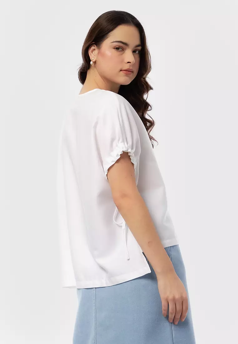 Puff Sleeve Loose Blouse OFF WHITE